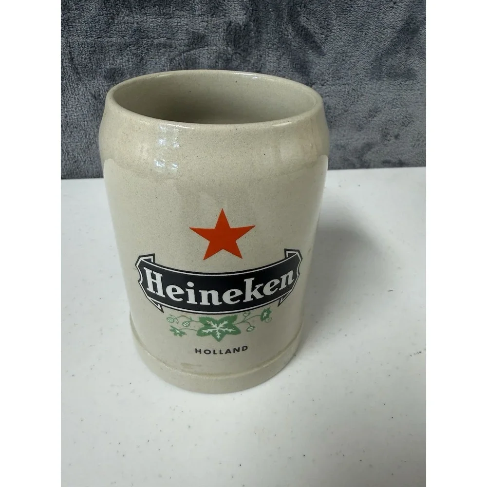 Vtg Heineken Stoneware Beer Stein Mug With Handle O.5 L Collectible